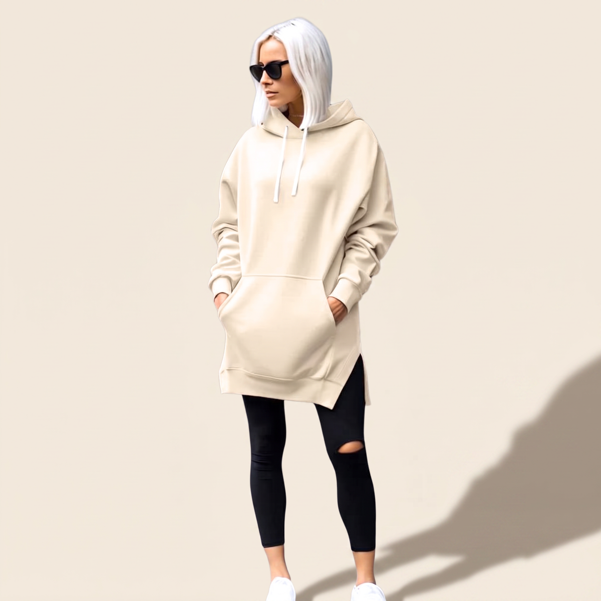 AVELMERE SOFT-FLEECE HOODIE DRESS