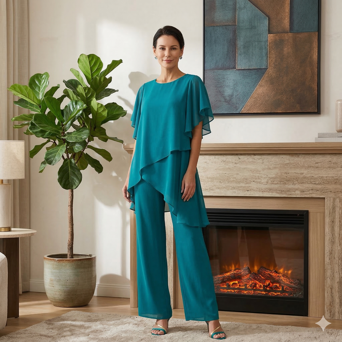 ELLA ELEGANT TOP & PANTS COMBO
