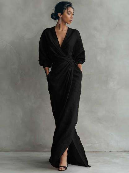 SOFI PURE ELEGANCE V-NECK DRESS