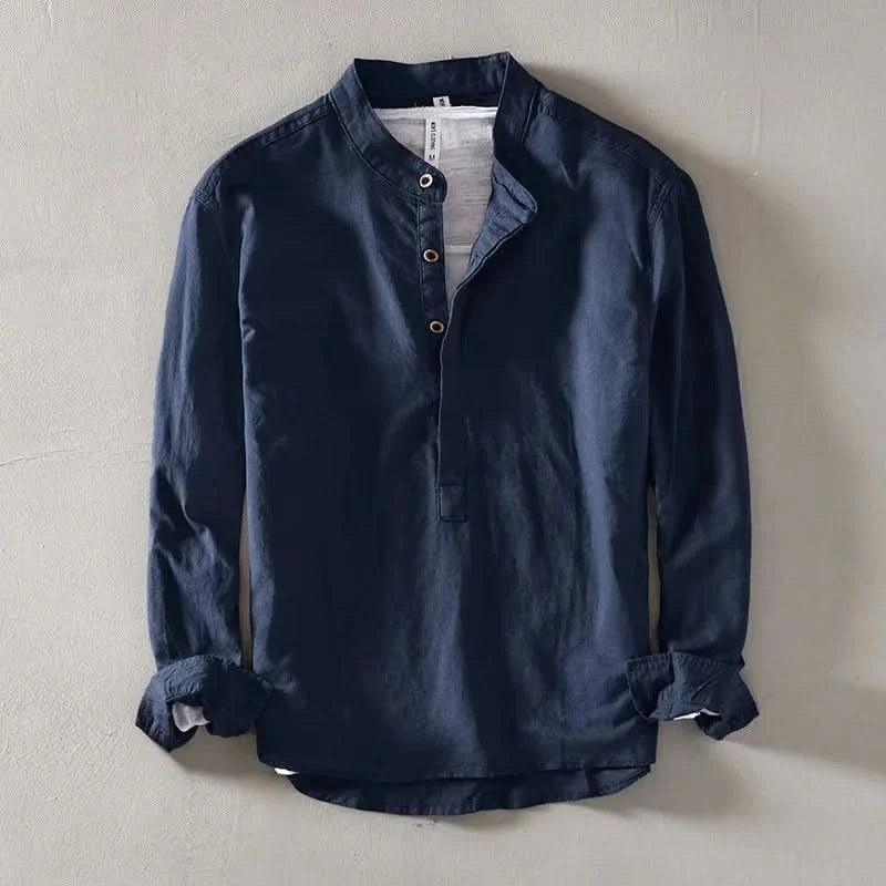 CALLUM LINEN MANDARIN SHIRT