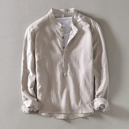 CALLUM LINEN MANDARIN SHIRT