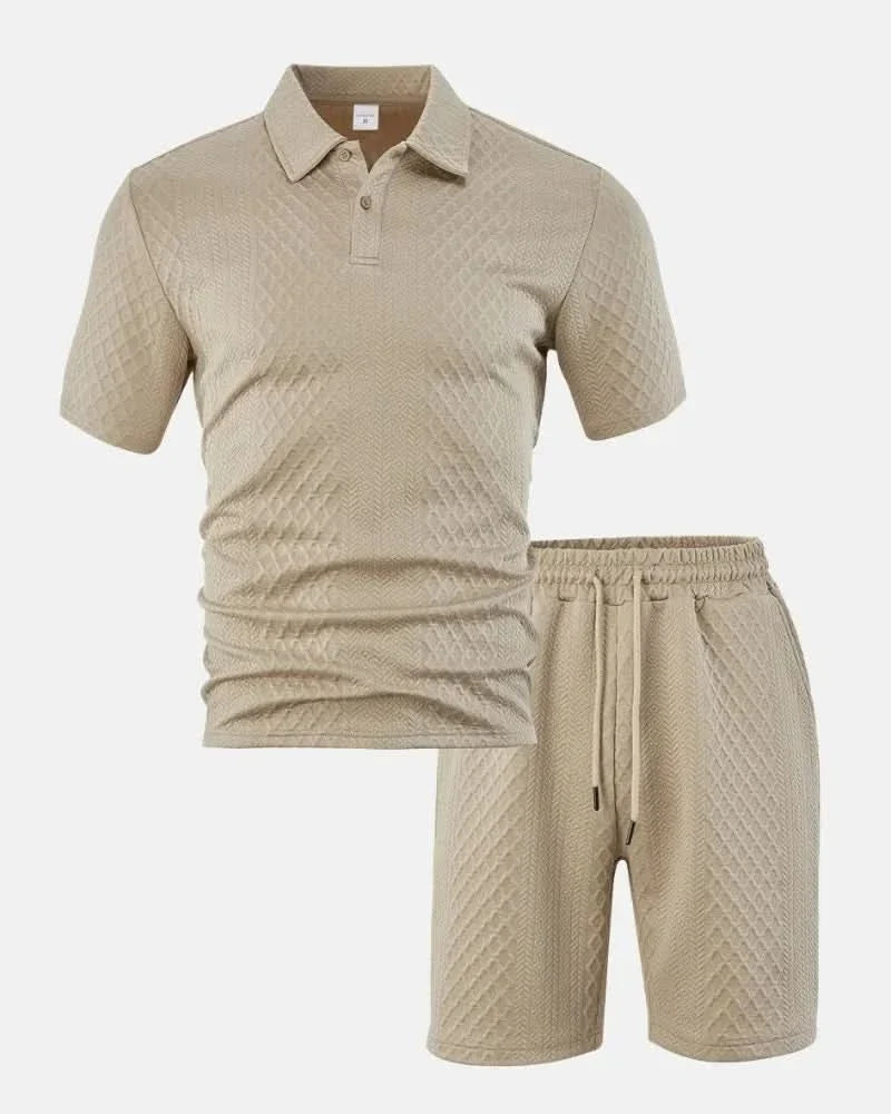PORTWELL DIAMOND KNIT POLO SET