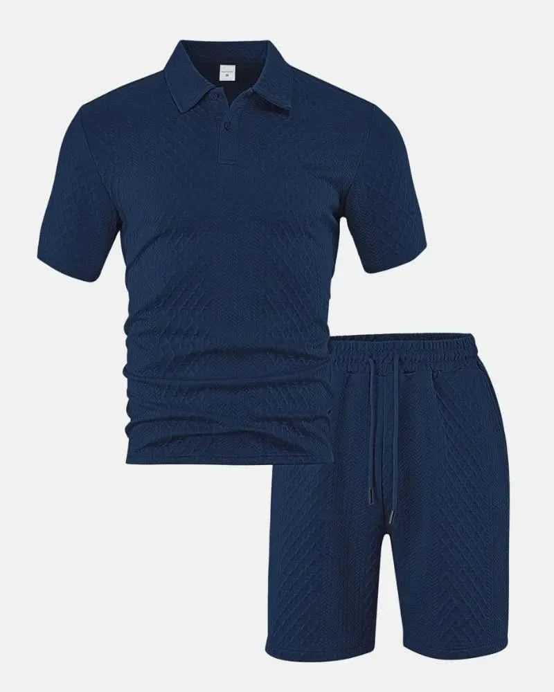 PORTWELL DIAMOND KNIT POLO SET