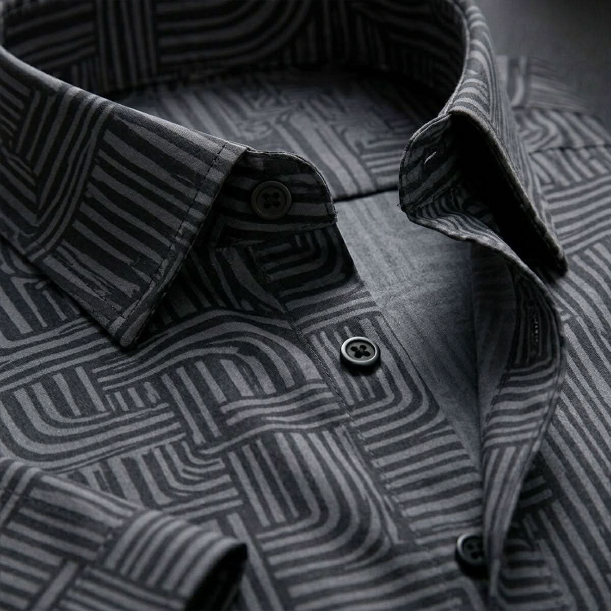 ASHFORD BLACK MAZE PATTERN SHIRT