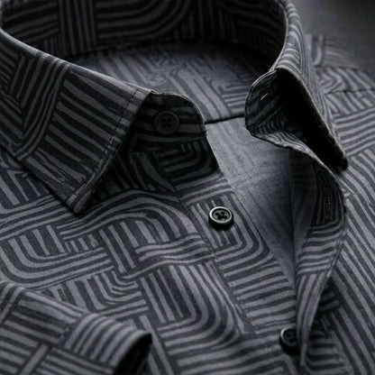 ASHFORD BLACK MAZE PATTERN SHIRT