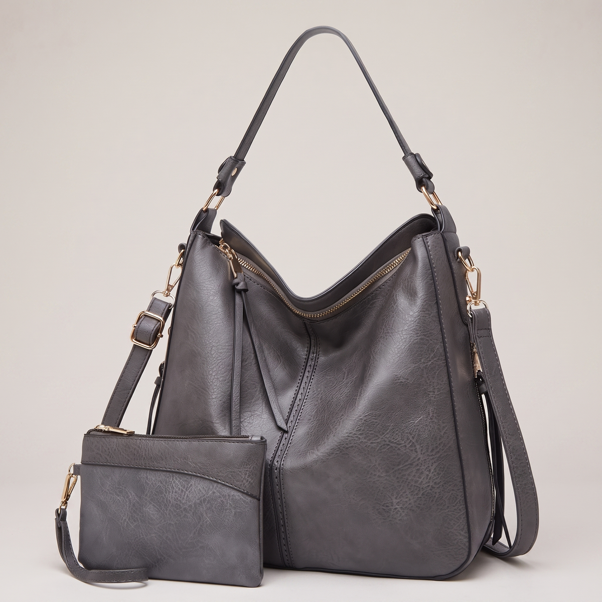 CAMELLIA LEATHER HOBO BAG