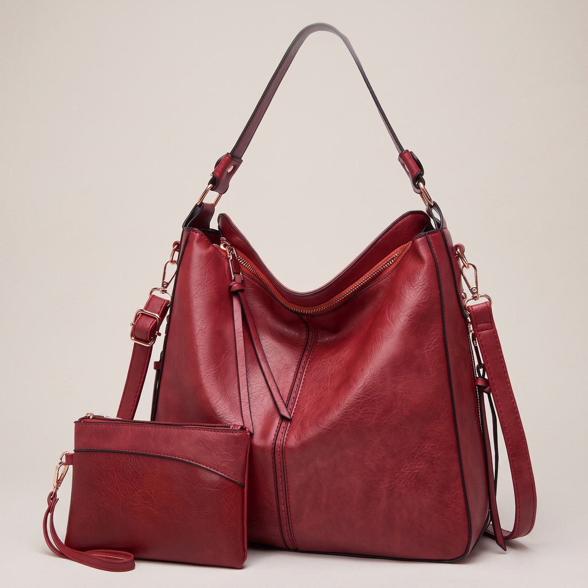 CAMELLIA LEATHER HOBO BAG