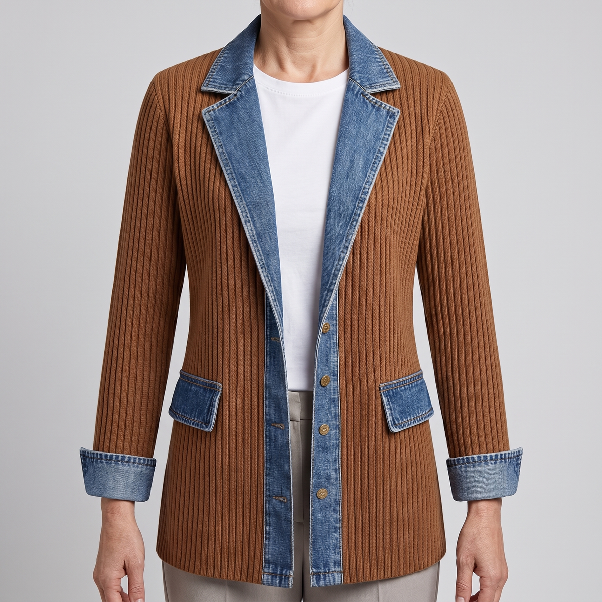 CASUAL DENIM TRIM JACKET