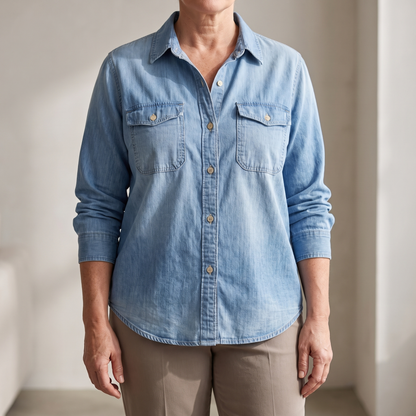 CELESTE BUTTON DENIM TOP