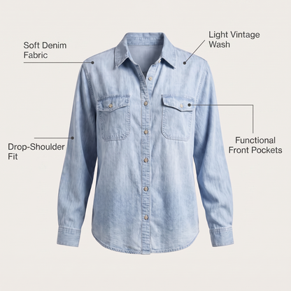 CELESTE BUTTON DENIM TOP