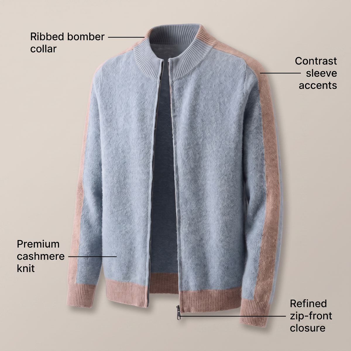 FERRARA CASHMERE ZIP-THROUGH JACKET