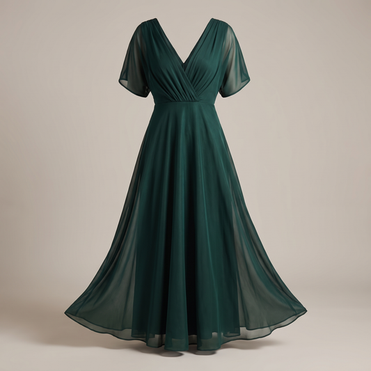 GRACEFUL V-NECK PARTY DRESS