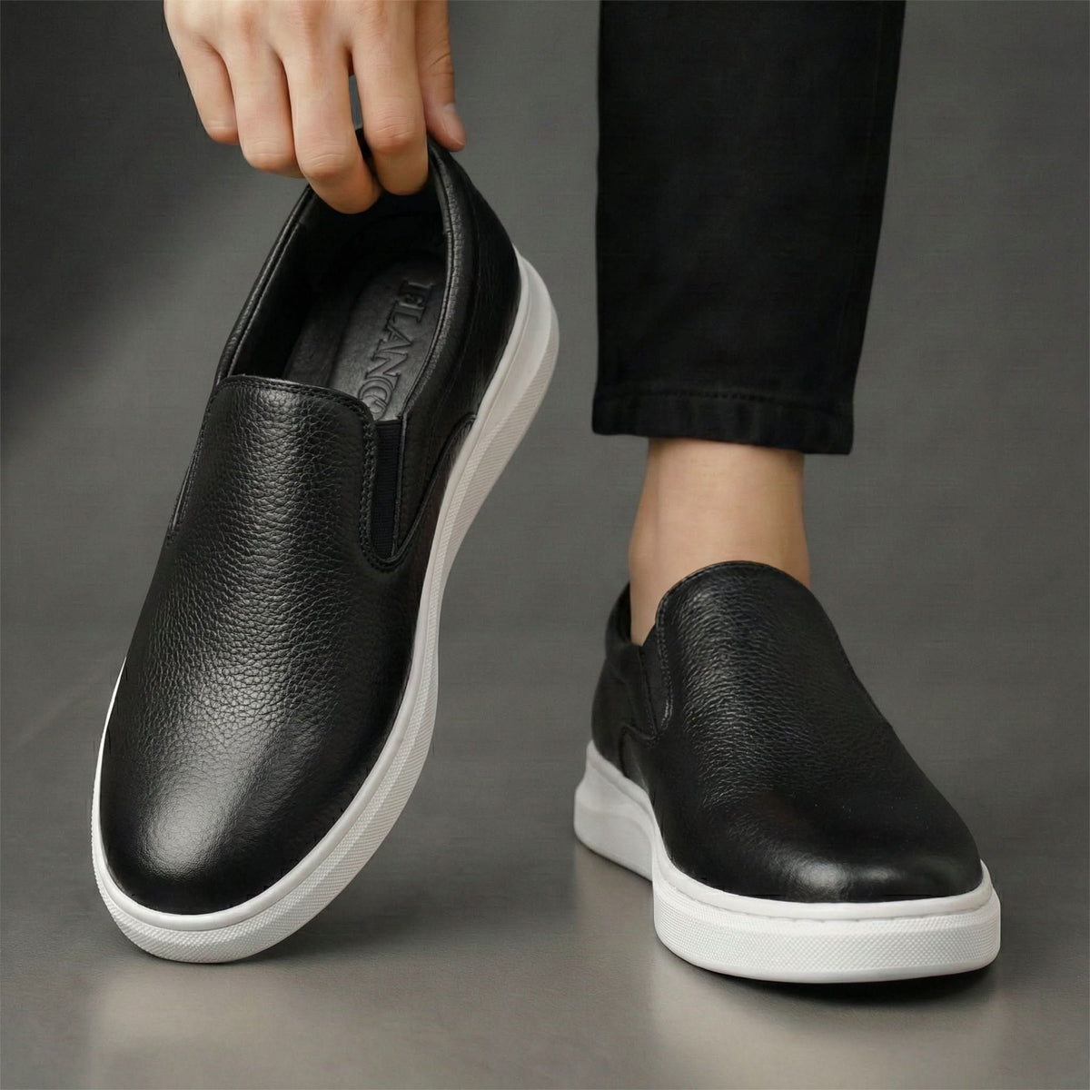 FAIRFORD BLACK GRAIN LEATHER SHOES