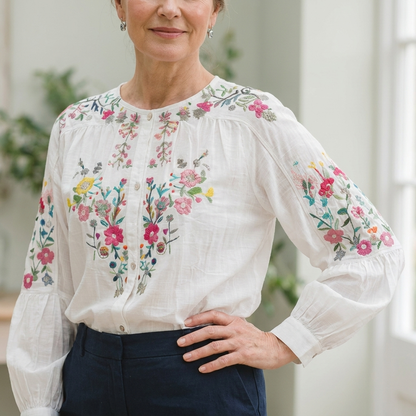 TAMSIN FLORAL EMBROIDERED LINEN SHIRT