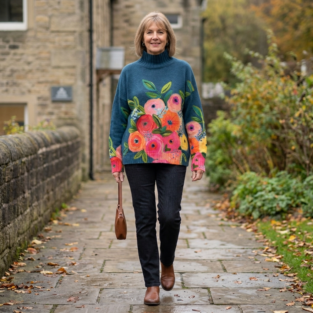 DAPHNE FLORAL TURTLENECK JUMPER