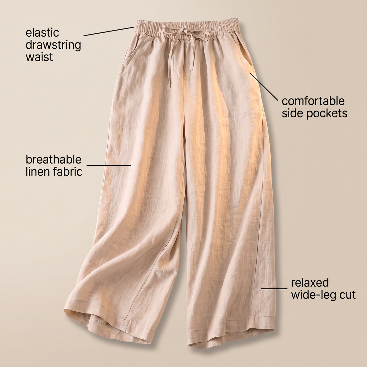 AVELINE DRAWSTRING LINEN TROUSERS