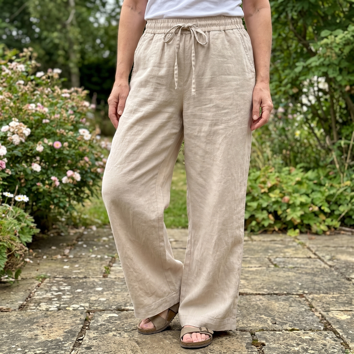 AVELINE DRAWSTRING LINEN TROUSERS