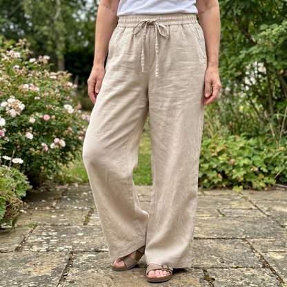 AVELINE DRAWSTRING LINEN TROUSERS