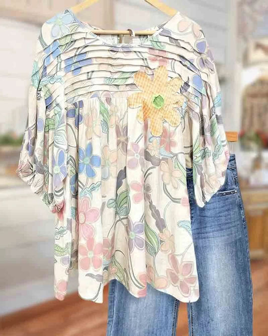 PRIMROSE FLORAL APPLIQUÉ BLOUSE