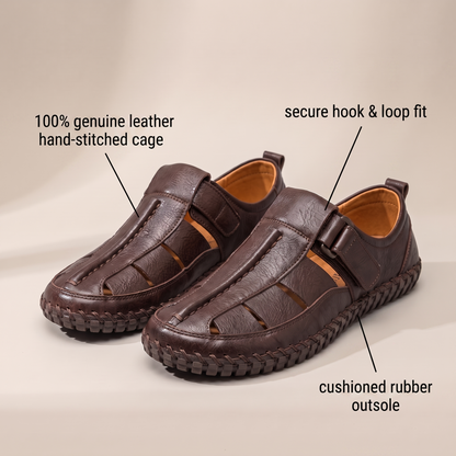 KIRKHAM CAGE-WEAVE LEATHER SANDALS