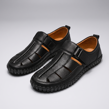 KIRKHAM CAGE-WEAVE LEATHER SANDALS