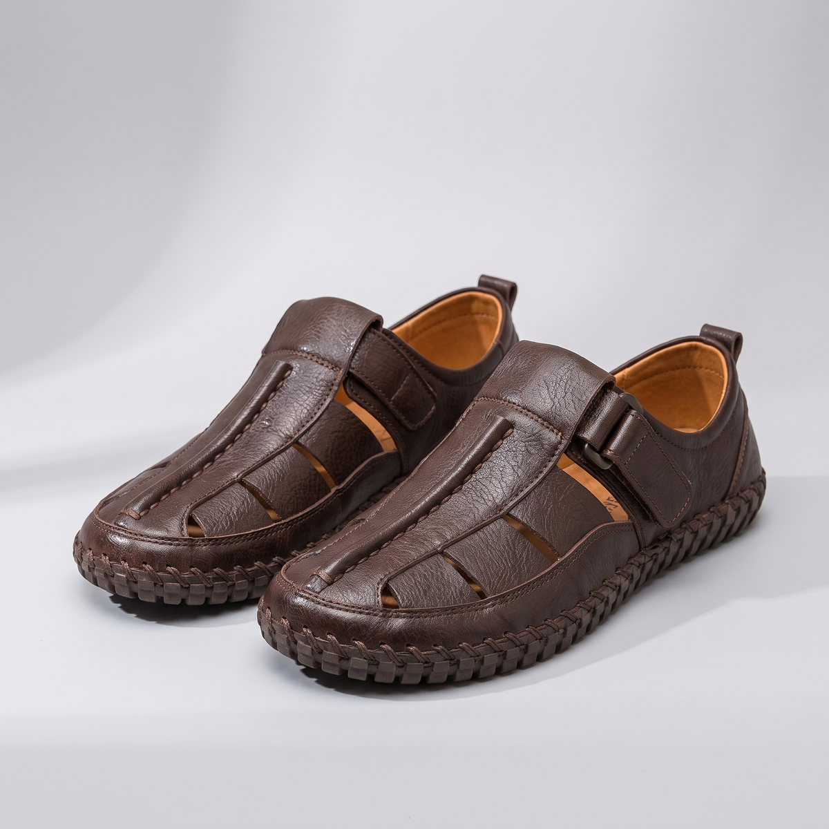 KIRKHAM CAGE-WEAVE LEATHER SANDALS
