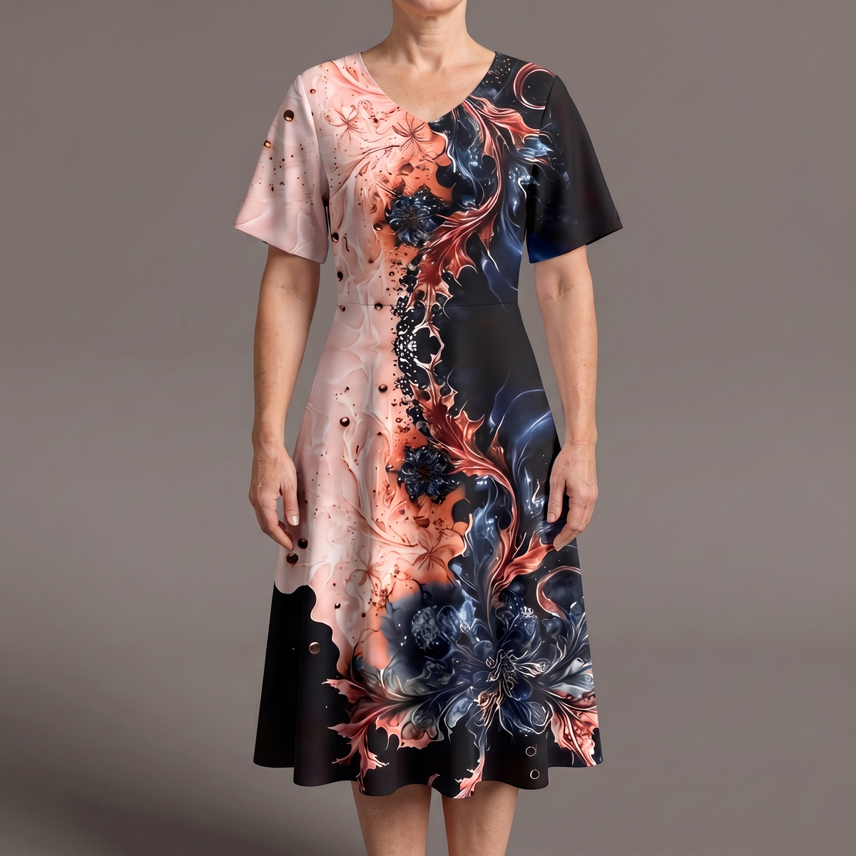 LEANDRIA RELAXED FLORAL MIDI DRESS