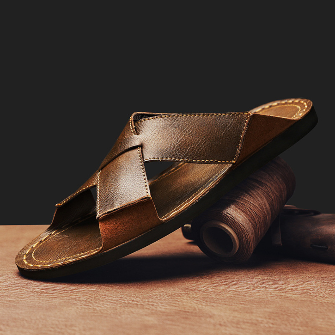 LUCA LEATHER SLIDES