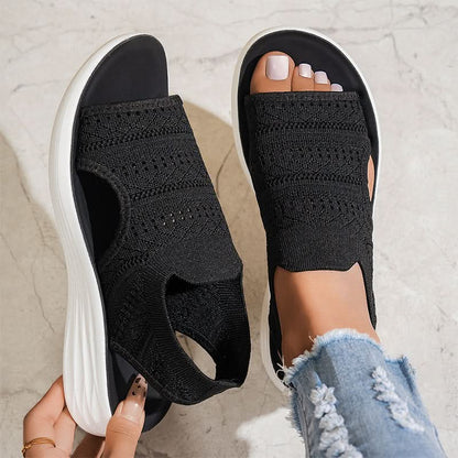 MARLENA BREATHABLE KNIT PLATFORM SANDALS