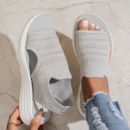 MARLENA BREATHABLE KNIT PLATFORM SANDALS