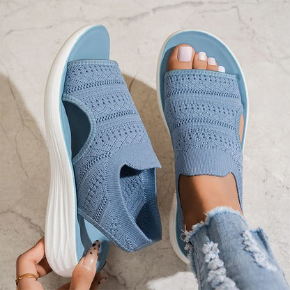 MARLENA BREATHABLE KNIT PLATFORM SANDALS