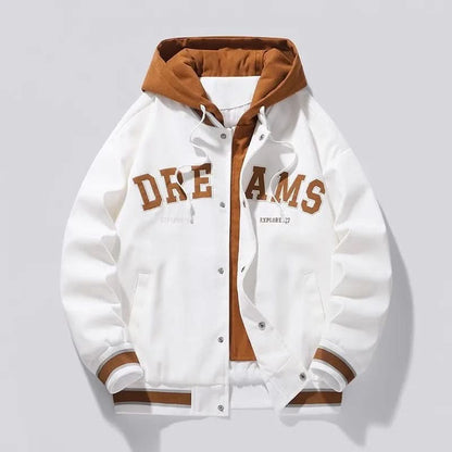KINGSLEY HOODED VARSITY JACKET